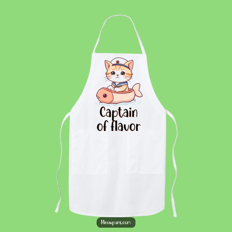 Funny Sailor Cat Fish Boat Apron: Kitchen Nautical Adventure for a Hilarious Cooking Experience