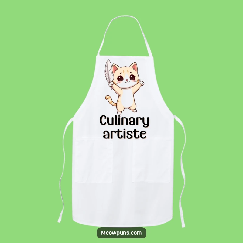 Funny Cat Feather Drama Apron: Cook with Theatrical Flair!