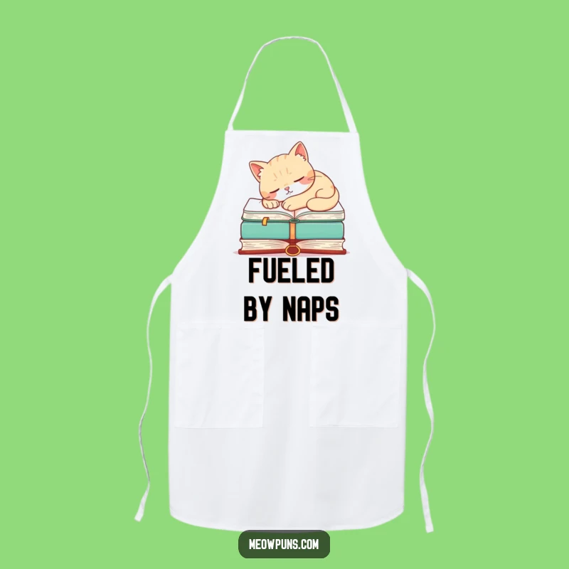 Funny Cat Napping Book Apron - Hilarious Kitchen Wear for Culinary Bookworms