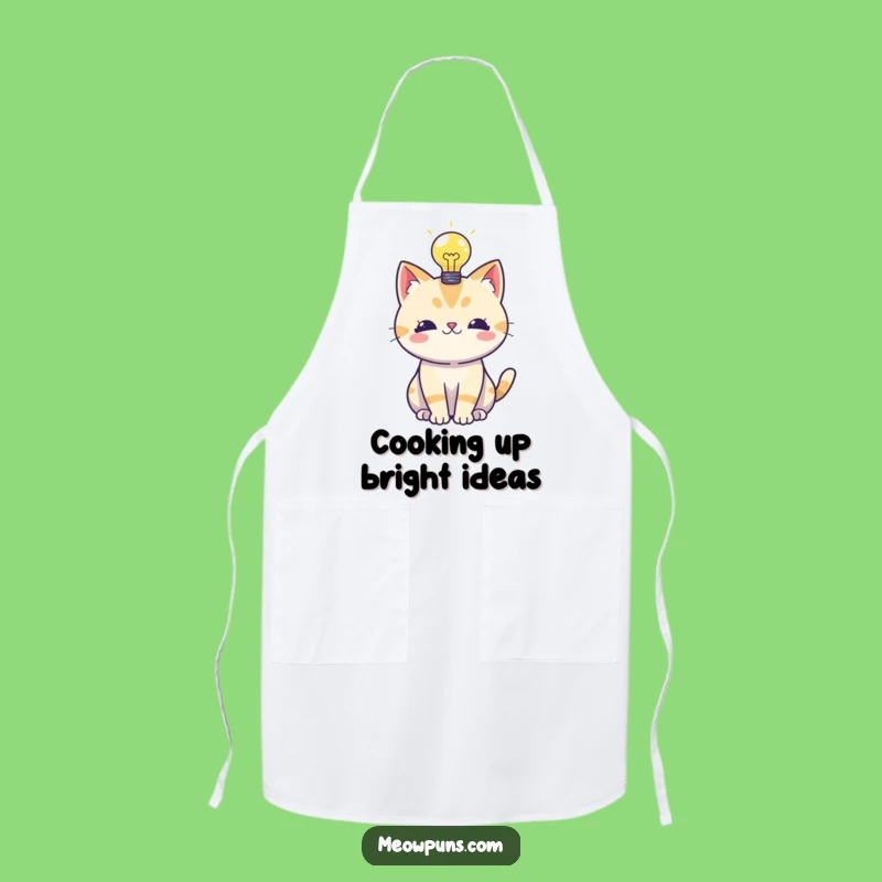 Funny Cat Lightbulb Apron - Cook Up Brilliant Ideas in the Kitchen