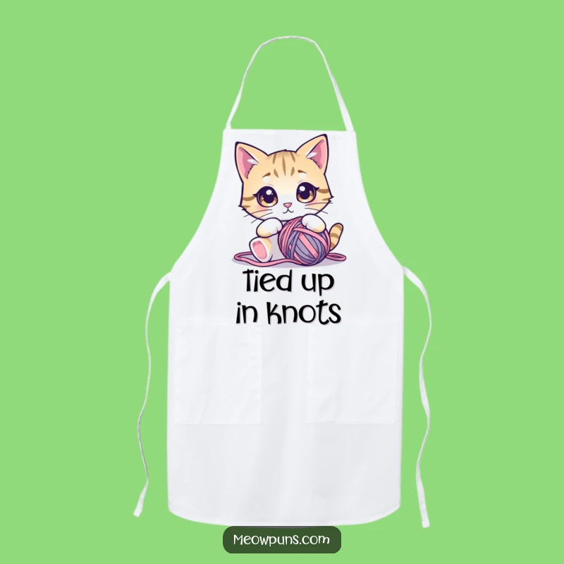 Funny Cat Yarn Ball Apron - Kitchen Crafting Fun!