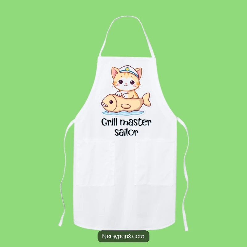 Funny Sailor Cat Apron: Cook with Nautical Flair and Feline Charm
