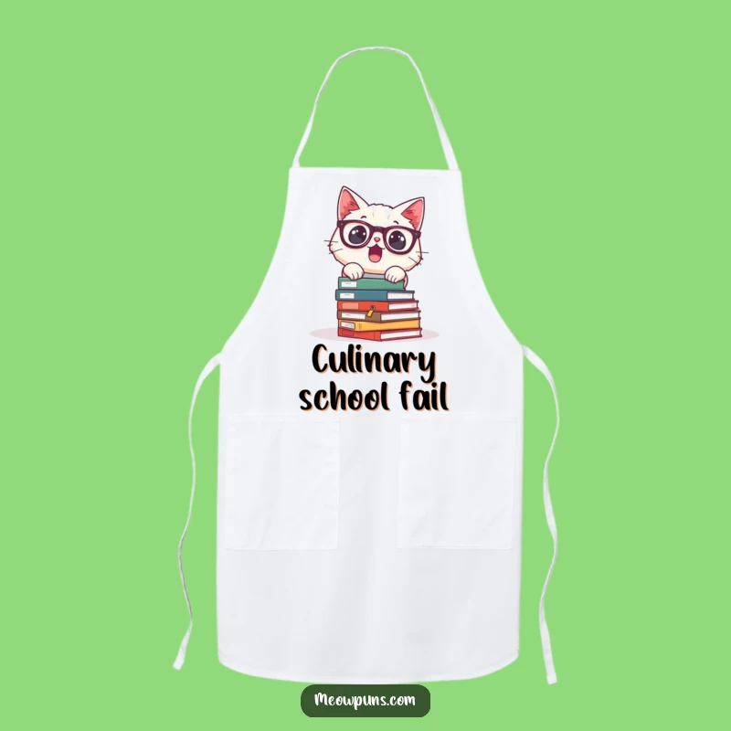 Funny Surprised Cat Glasses Apron: Cook with Scholarly Style