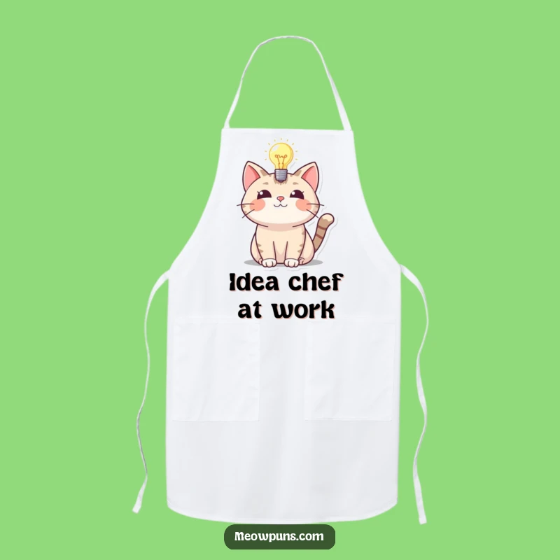 Funny Cat Lightbulb Apron: Cook Up Brilliant Ideas in the Kitchen