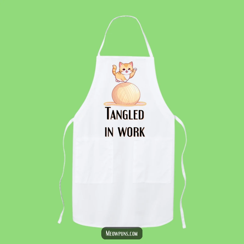 Funny Cat Yarn Leap Apron: Add Playful Fun to Your Kitchen