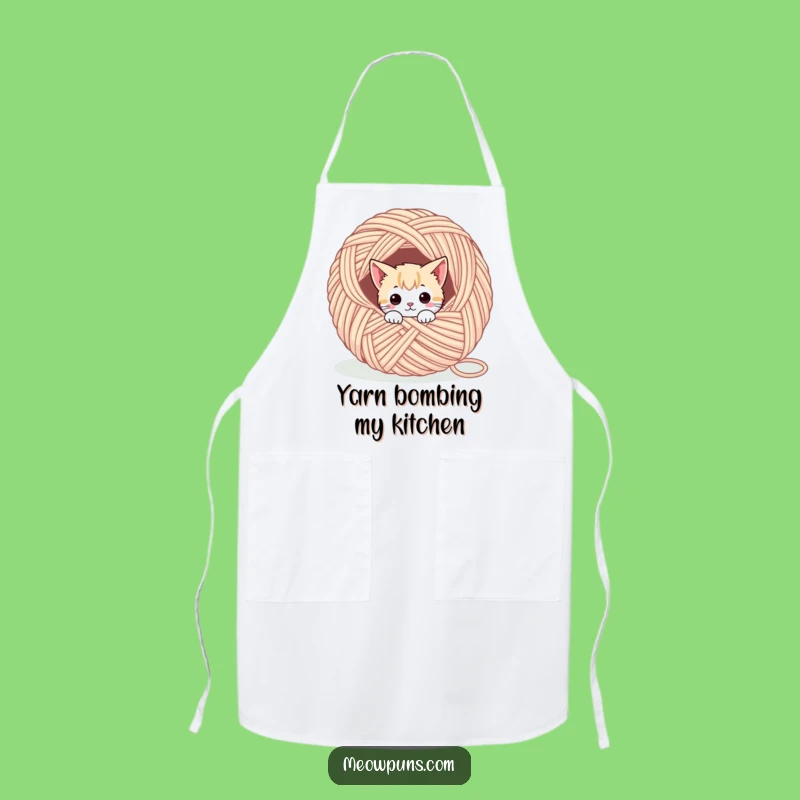 Funny Cat Yarn Apron - Kitchen Fun & Hilarious Pet Lover Gift