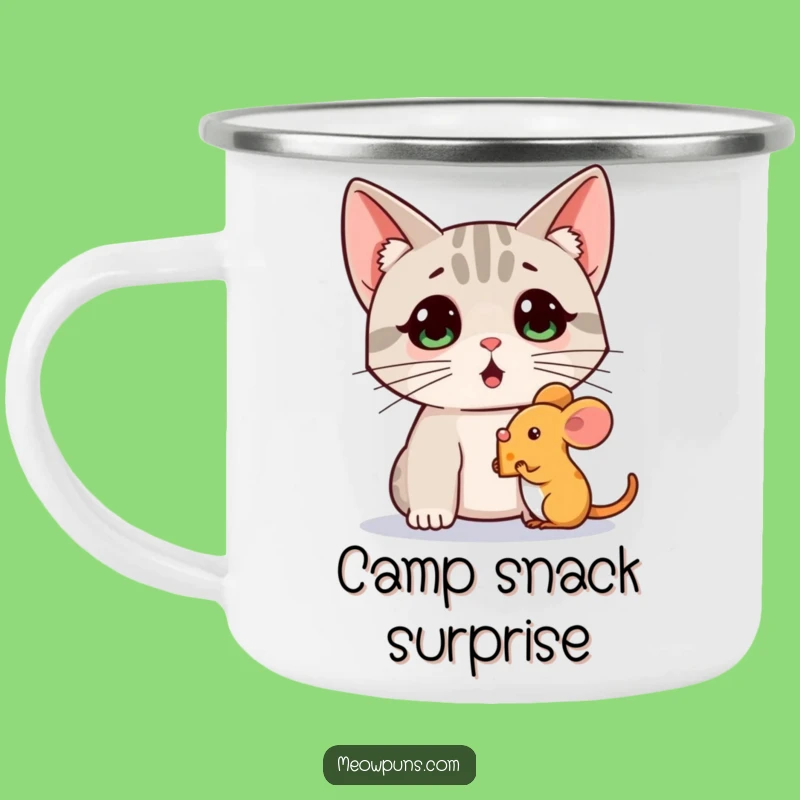 Funny Cat Mouse Cheese Camping Mug: Outdoor Adventures and Comedy!
