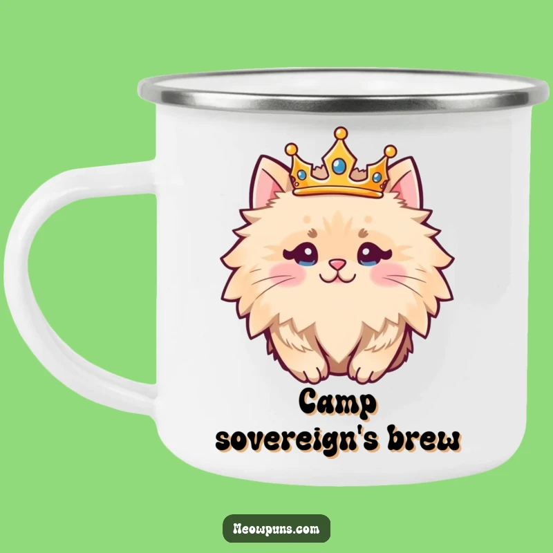Funny Fluffy Cat King Camping Mug Royalty for Your Outdoor Adventures