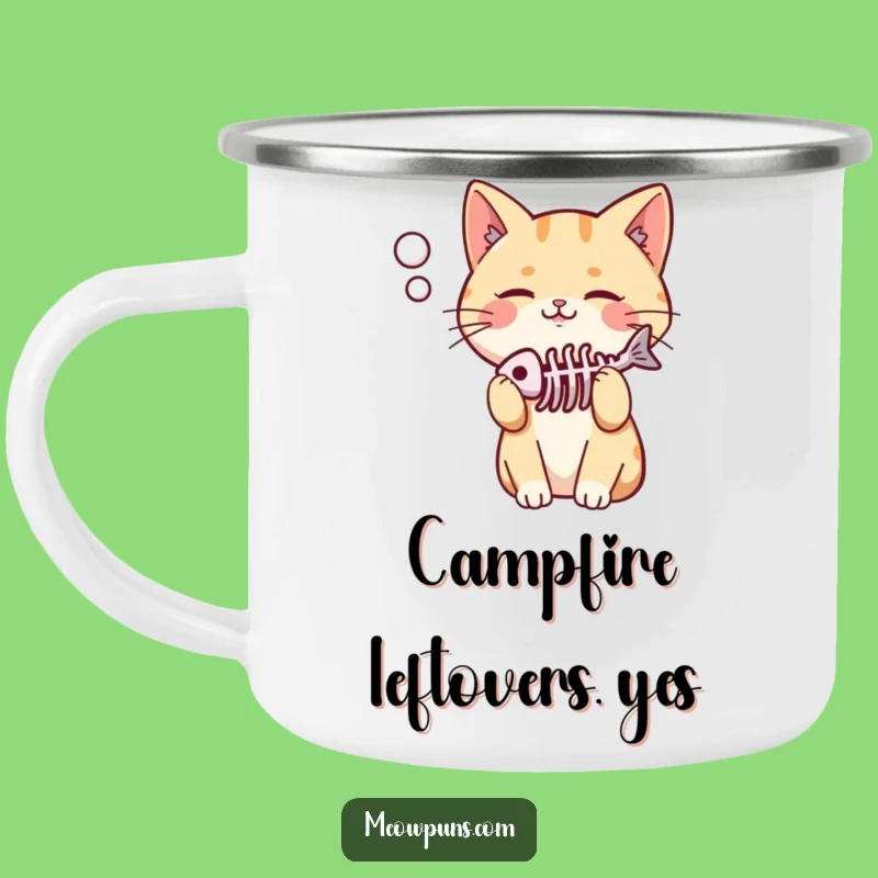 Funny Cat Fish Skeleton Camping Mug: Adventure with Feline Wit