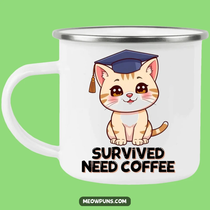 Funny Cat Graduation Camping Mug: Celebrate Adventures Off the Grid