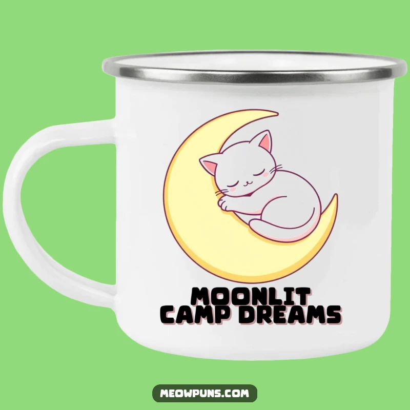 Funny Sleepy Cat Moon Camping Mug: Dreamy Adventures with This Peaceful Feline!