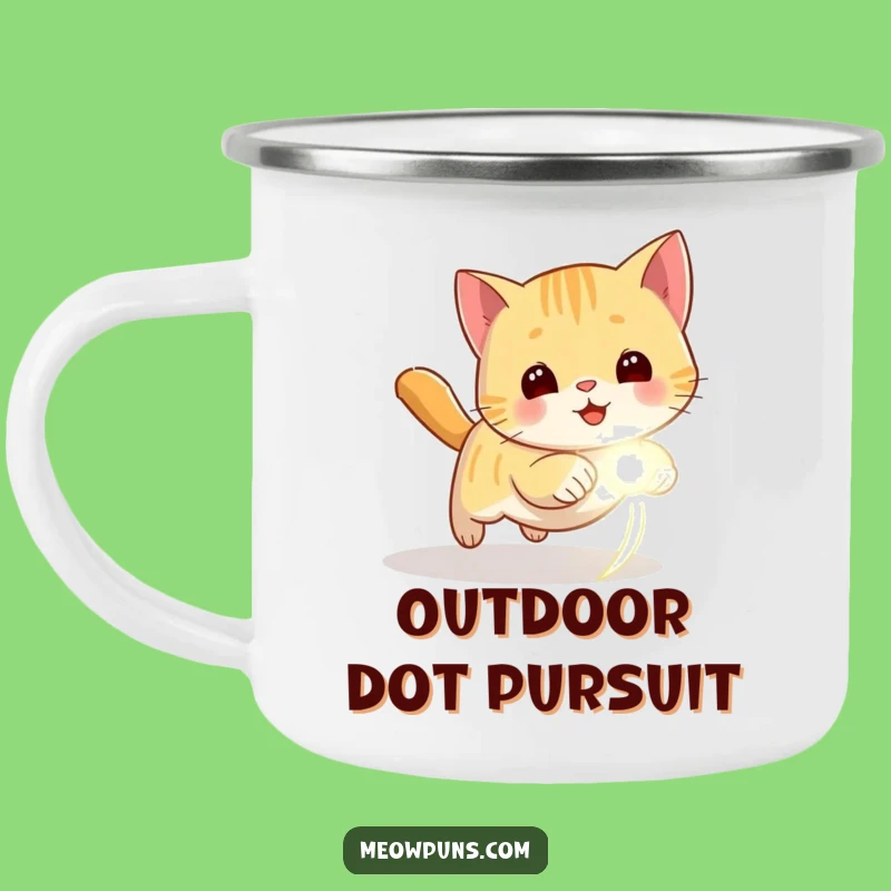 Funny Playful Cat Laser Dot Camping Mug - Hilarious Outdoor Companion for Active Drinkers