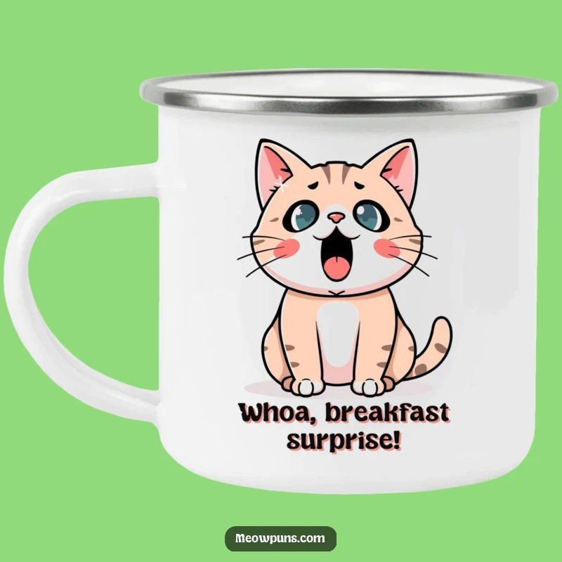 Funny Astonished Cat Camping Mug: Adventure Fuelled by Shock and Humor!