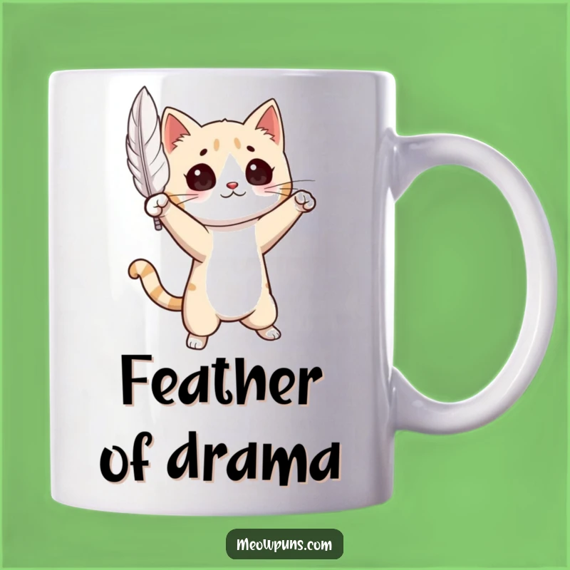 Funny Cat Feather Drama Mug: Embrace Your Inner Diva!