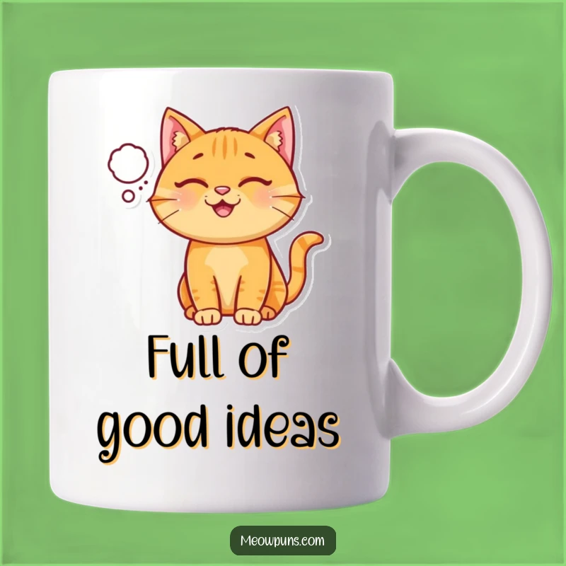 Funny Happy Ginger Cat Thought Bubble Mug: Sip Your Happy Thoughts