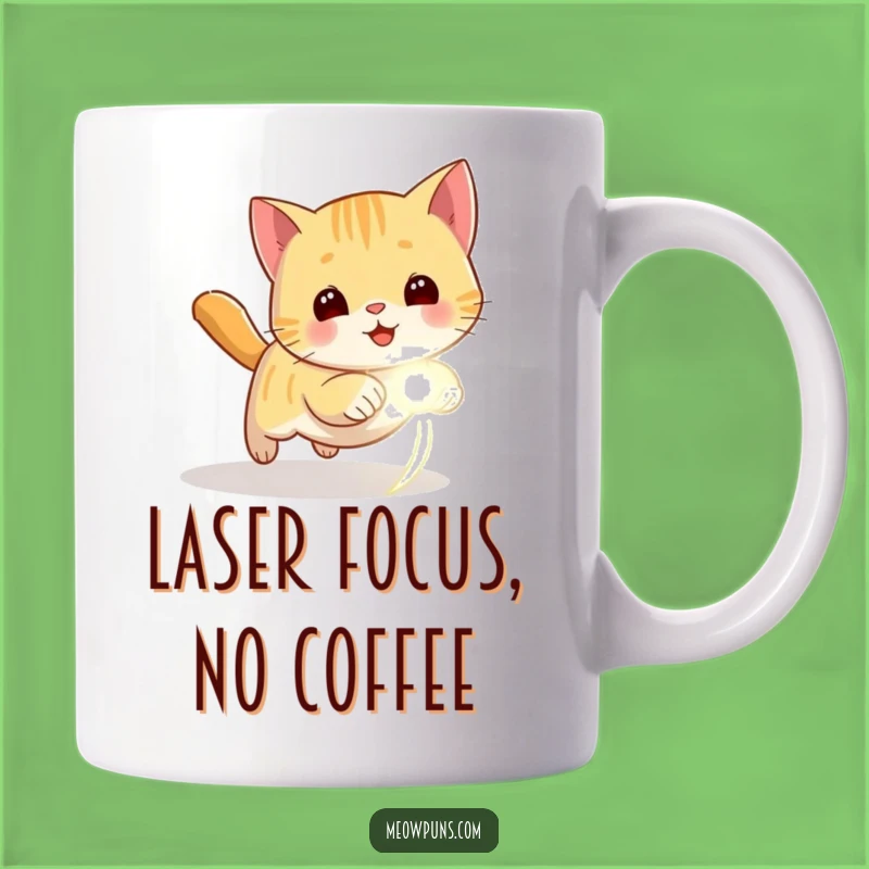 Funny Playful Cat Laser Dot Mug - Hilarious Coffee Cup for Energetic Felines Fans