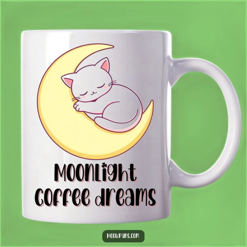 Funny Sleepy Cat Moon Mug: Dreamy Feline Comfort, Perfect Funny Gift for Cat Lovers!