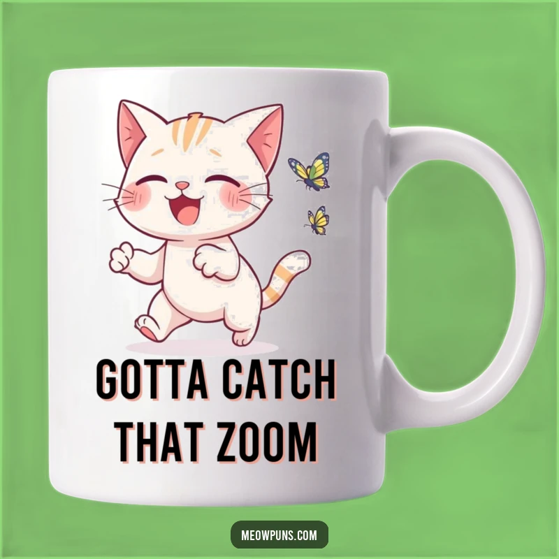 Funny Cat Butterfly Chase Mug - Joyful Gift for Cat Lovers!