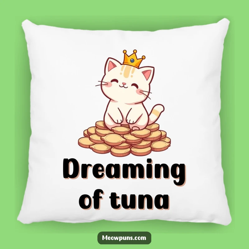 Funny Royal Cat Pillow: Cuddle Up with This Plush Feline Monarch and His Treasure