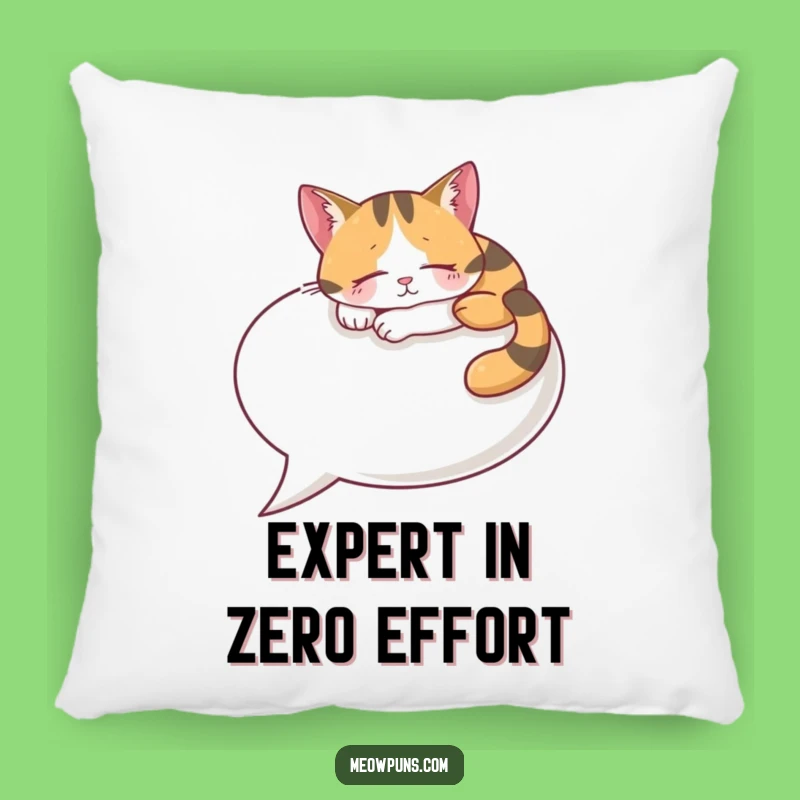 Funny Calico Cat Napping Pillow: Cozy Humor for Your Home