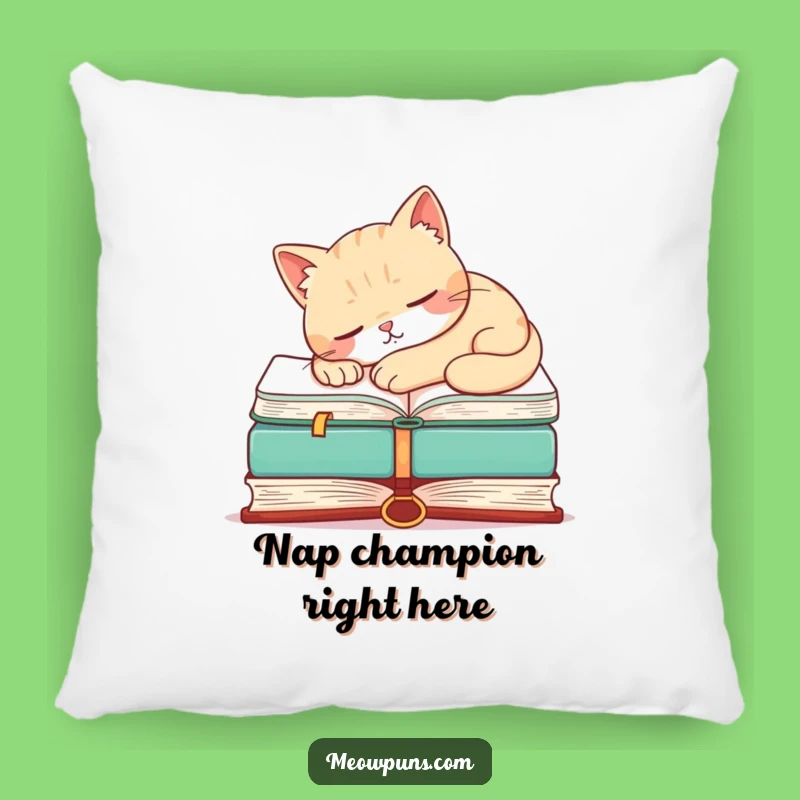 Funny Cat Napping Book Pillow - Cozy & Hilarious Accent for Your Sofa