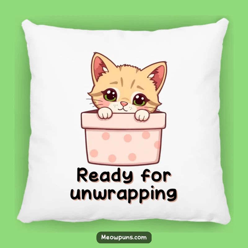 Funny Curious Cat Gift Box Pillow - Cozy & Hilarious Accent for Your Home