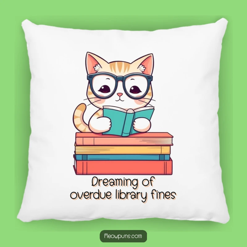 Funny Reading Cat Pillow - Cozy Literary Feline Accent Cushion Gift