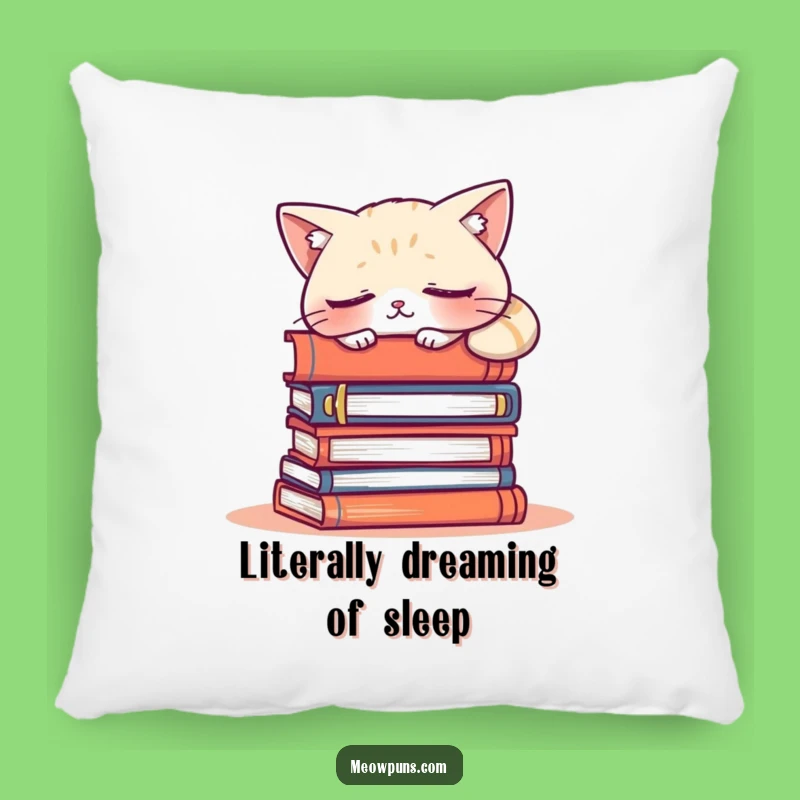 Funny Sleepy Cat Pillow - Cozy & Hilarious Accent for Book Lovers