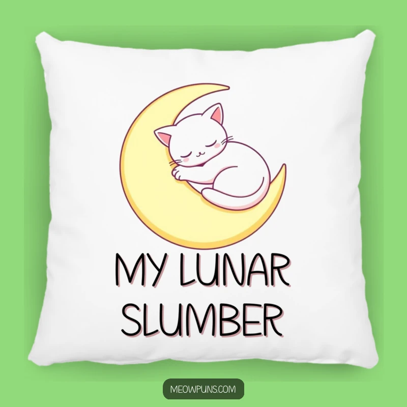 Funny Sleepy Cat Moon Pillow: Snuggle Up with This Dreamy Feline Friend!