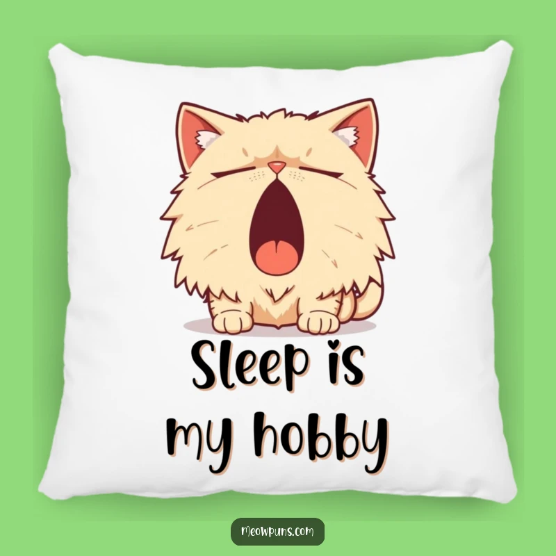 Funny Persian Cat Yawn Pun Pillow: Cozy Comfort & Cat Puns