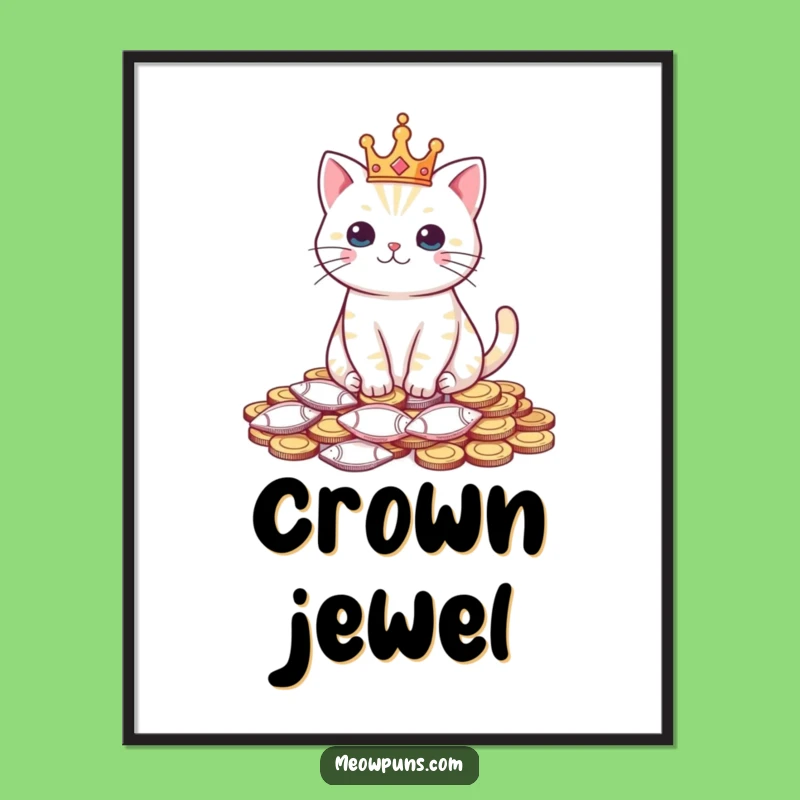 Funny Cat King Digital Print - Royal Feline Treasure Decor Download Gift