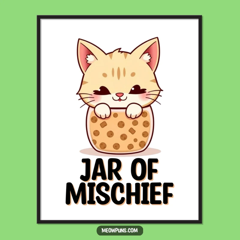 Funny Cat Cookie Jar Digital Art Print: Instant Sweetness for Your Walls!