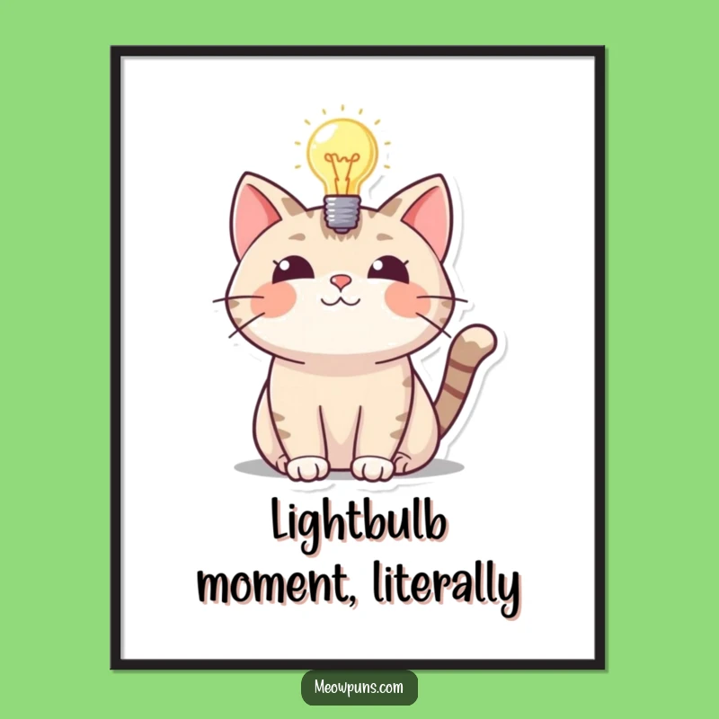 Funny Cat Lightbulb Digital Art: Instant Download of Clever Cat Humor