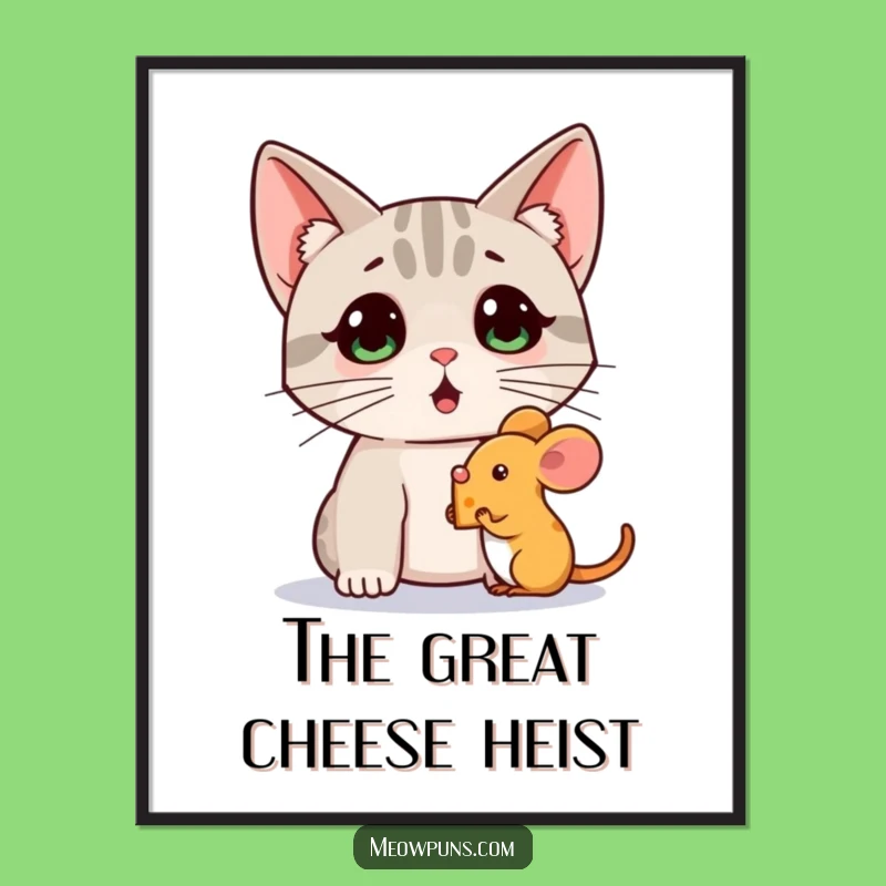 Funny Cat Mouse Cheese Digital Art: Instant Comedy for Walls!