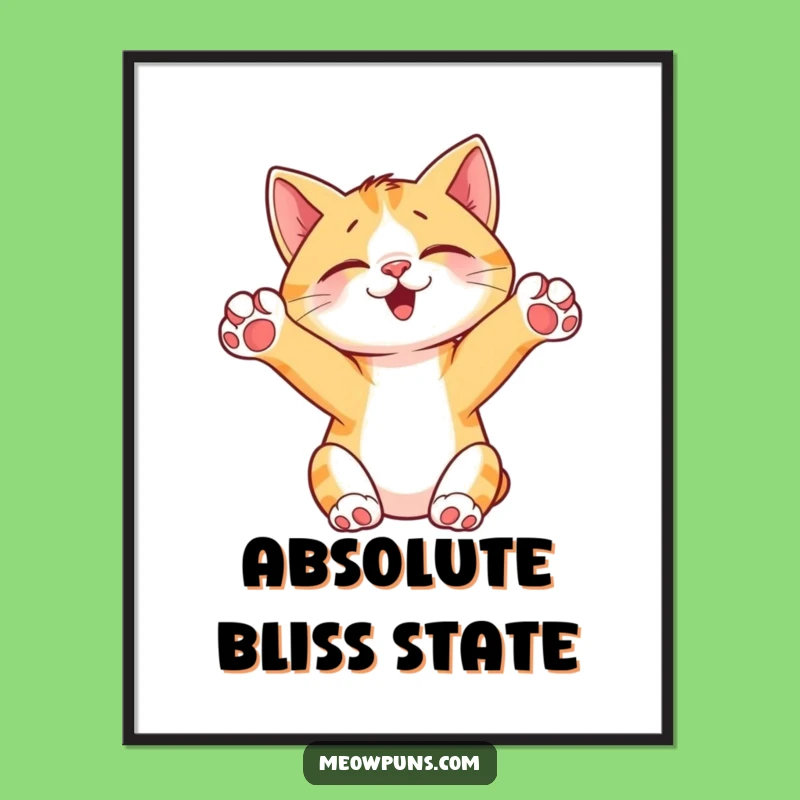 Funny Cat Stretching Digital Art: Cute Paws Up Printable, Hilarious Feline Decor Funny Gift