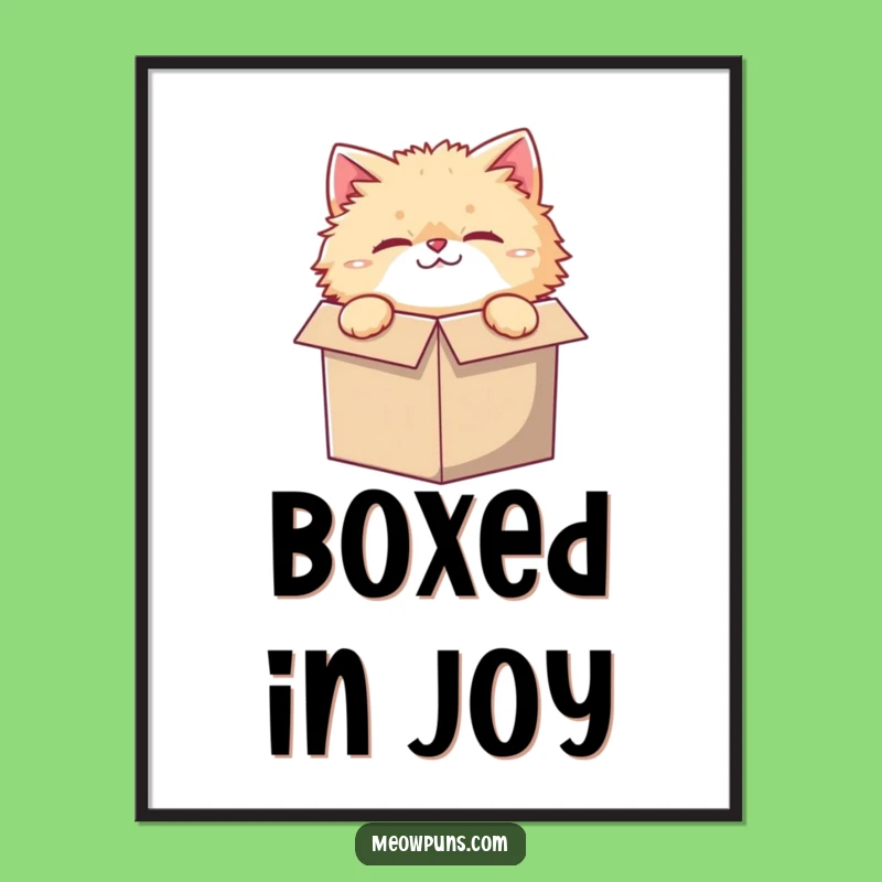 Funny Small Box Cat Digital Art: Instant Feline Decor for Cat Lovers