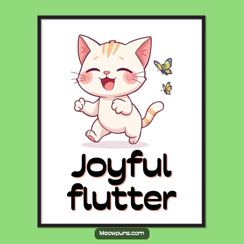Funny Cat Butterfly Chase Print - Instant Joyful Decor!
