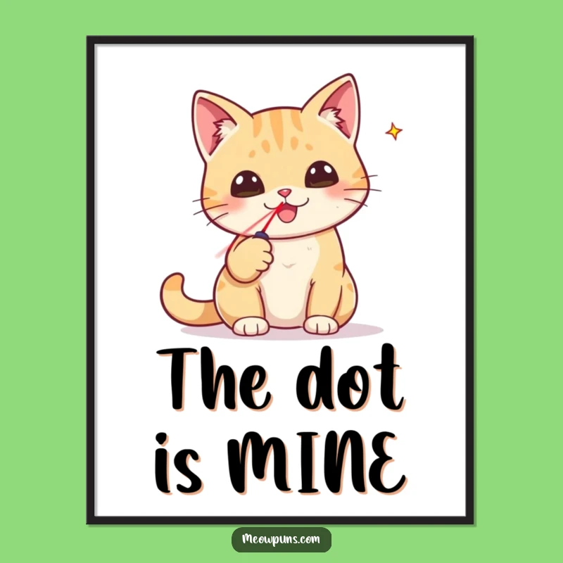 Funny Cat Laser Pointer Digital Art: Instant Download of Triumphant Humor