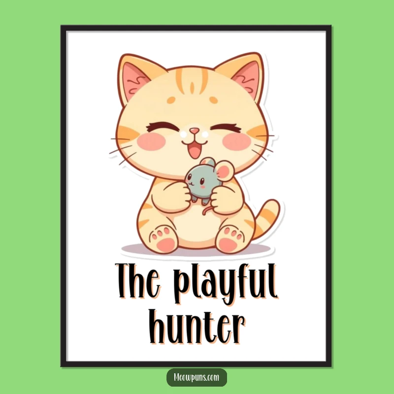 Funny Cat Winking Mouse Print - Instant Mischief Decor!