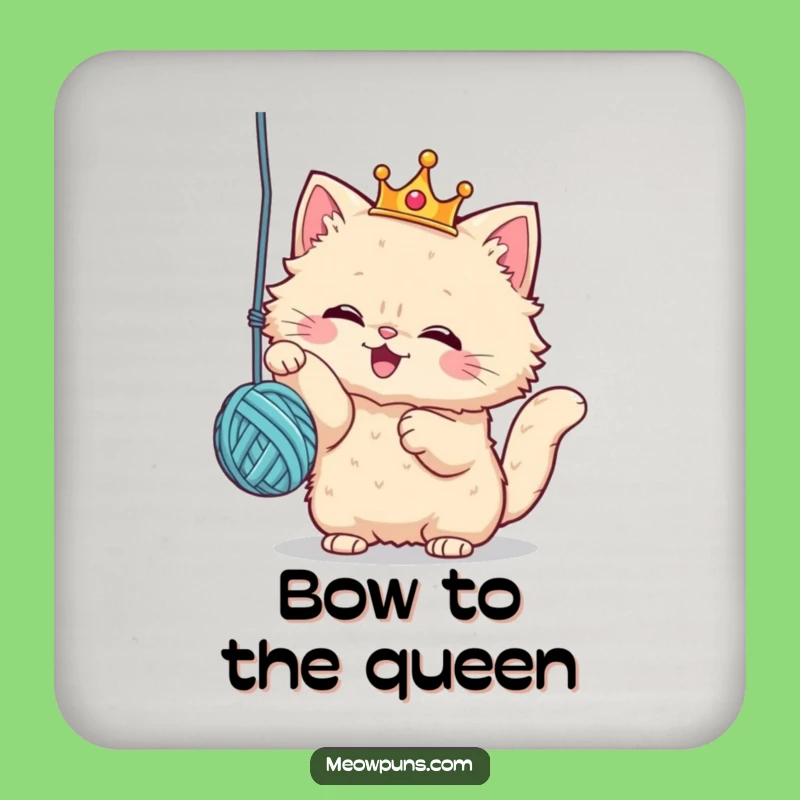 Funny Royal Cat Crown Coaster: Protect Surfaces with Hilarious Yarn Charm