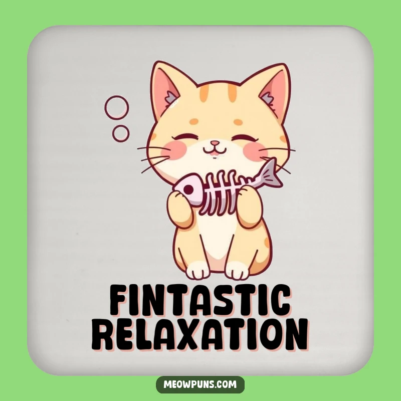 Funny Cat Fish Skeleton Coaster: Protect Surfaces with Feline Charm