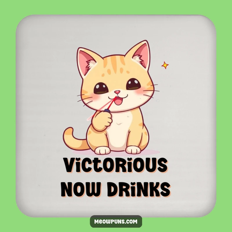 Funny Cat Laser Pointer Coaster: Protect Surfaces with Triumphant Art