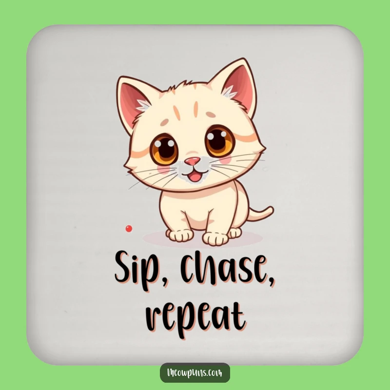 Funny Googly Eye Cat Laser Coaster: Protect Surfaces with Playful Feline Chase