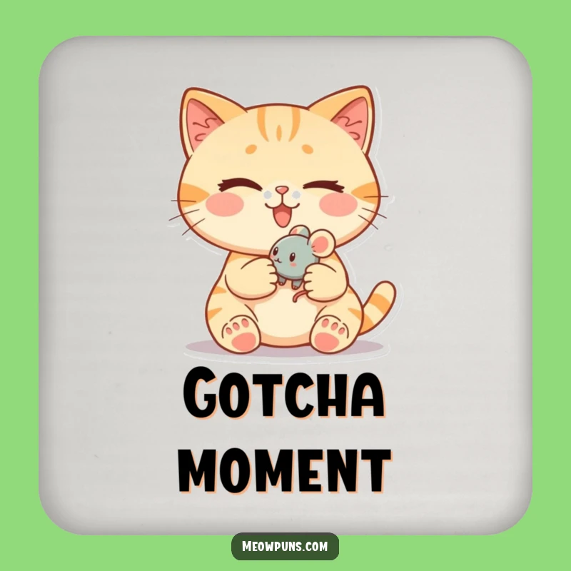 Funny Cat Winking Mouse Coaster - Protect Surfaces Slyly!