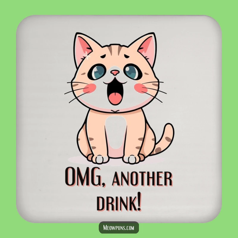 Funny Astonished Cat Coasters: Protect Surfaces with Surprised Feline Flair!