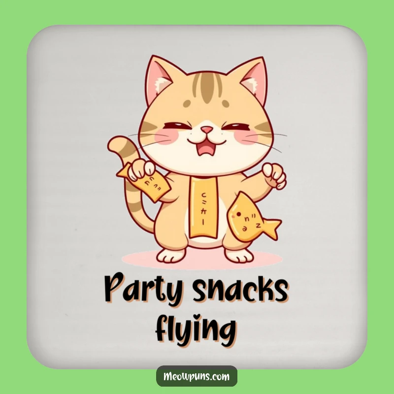Funny Juggling Cat Coaster: Protect Surfaces with Comical Snack Charm