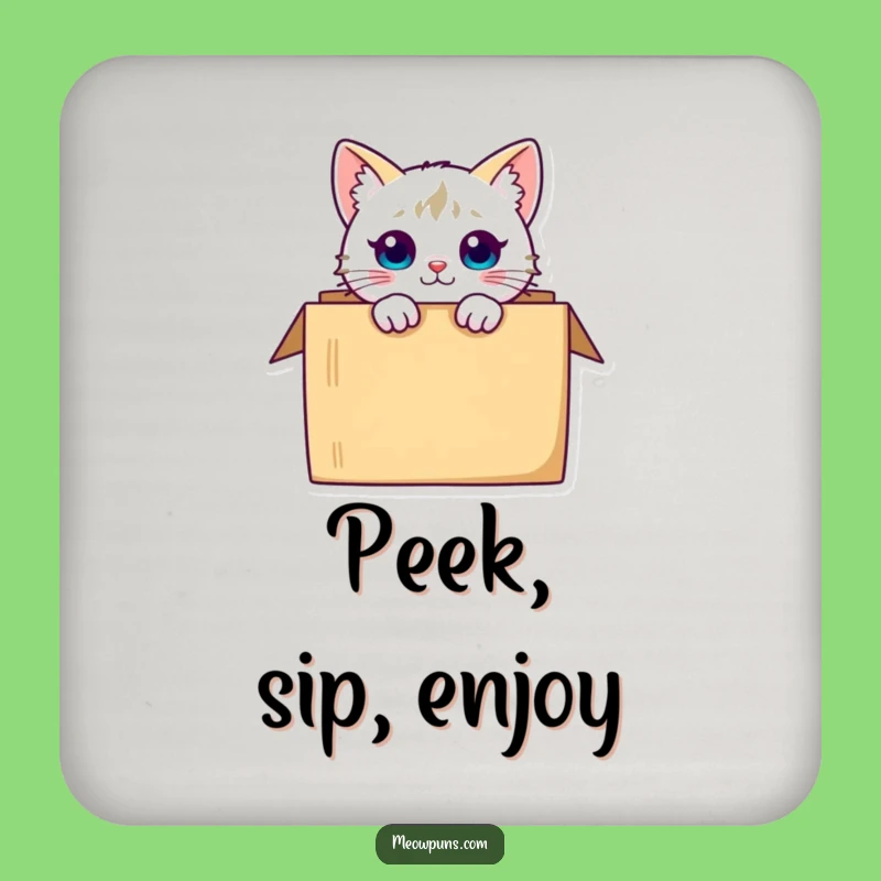 Funny Curious Cat Box Coaster Protect Surfaces with Playful Charm