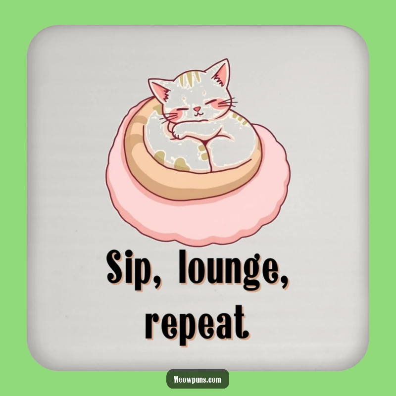 Funny Cozy Cat Letter Coaster: Protect Surfaces with Serene Feline Charm