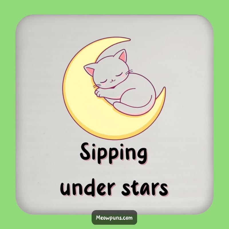 Funny Sleepy Cat Moon Coasters: Protect Your Surface with Dreamy Feline Charm!