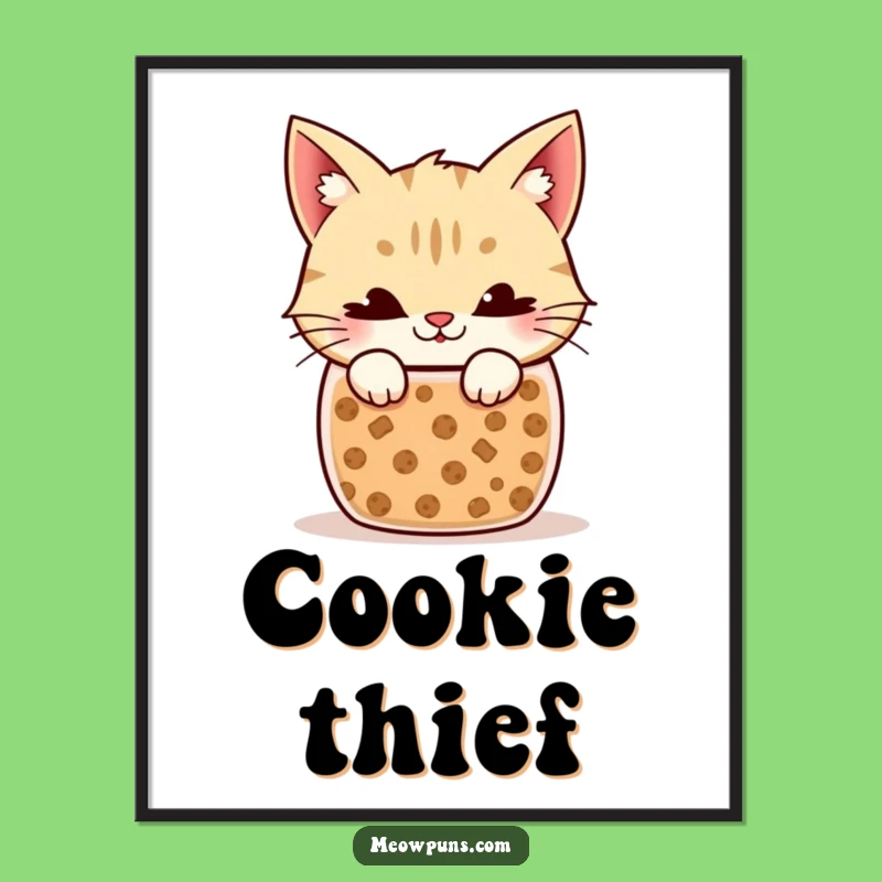 Funny Cat Cookie Jar Poster: Bring Playful Mischief to Your Walls!
